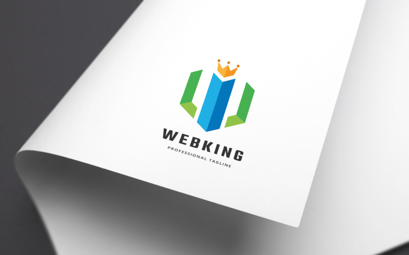 Webový král písmeno W Logo šablona