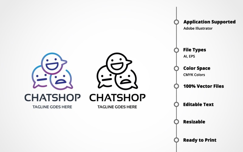 Download Шаблон логотипа "Chatshop Logo Template" / Chatshop Logo Template - Шаблон логотипа на тему графика app,brand,bubble chat,chat,chatting,connect,conversation,creative,design,feedback,flat,graphic,icon,illustrator,image,internet,logo,media,message,professional