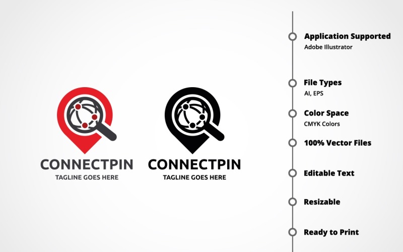 Download Шаблон логотипа "Connectpin Logo Template" / Connectpin Logo Template - Шаблон логотипа на тему графика advertising,application,branding,business,creative,designer,digital,eps file,experimental,fusion,global,ideas,logo,marketing,modern,online,reaction,service,social media,speech