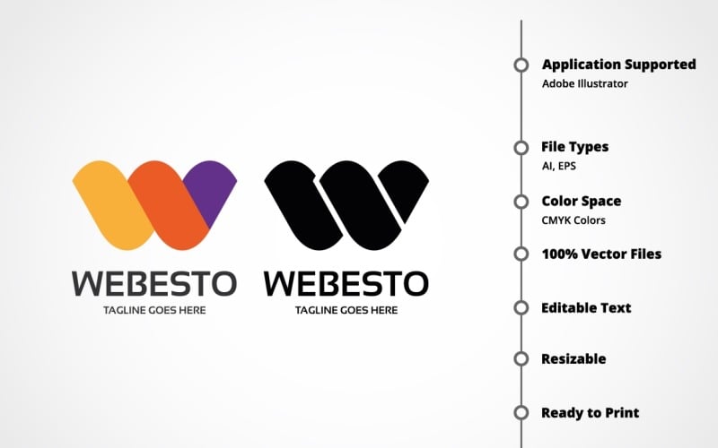 Letra W - Modelo de logotipo Webesto