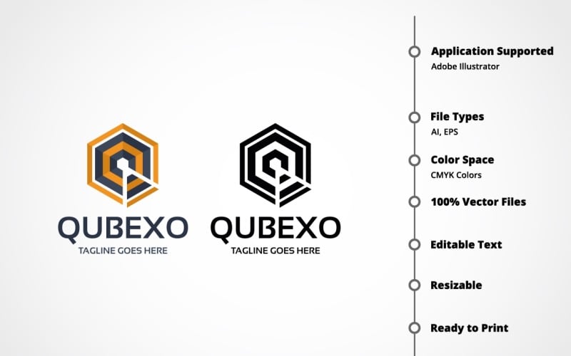Download Шаблон логотипа "Letter Q - Qubexo Logo Template" / Letter Q - Qubexo Logo Template - Шаблон логотипа на тему графика blockchain,box,brand,clean,communications,computer,concept,cube,cubic,cubical,data,global,identity,internet,letter q,polygon,server,storage,technology,web