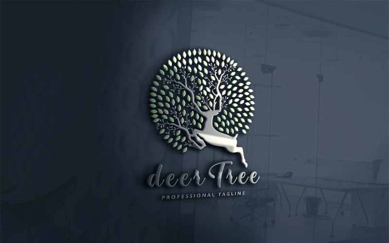 Modèle de logo d'arbre de cerf