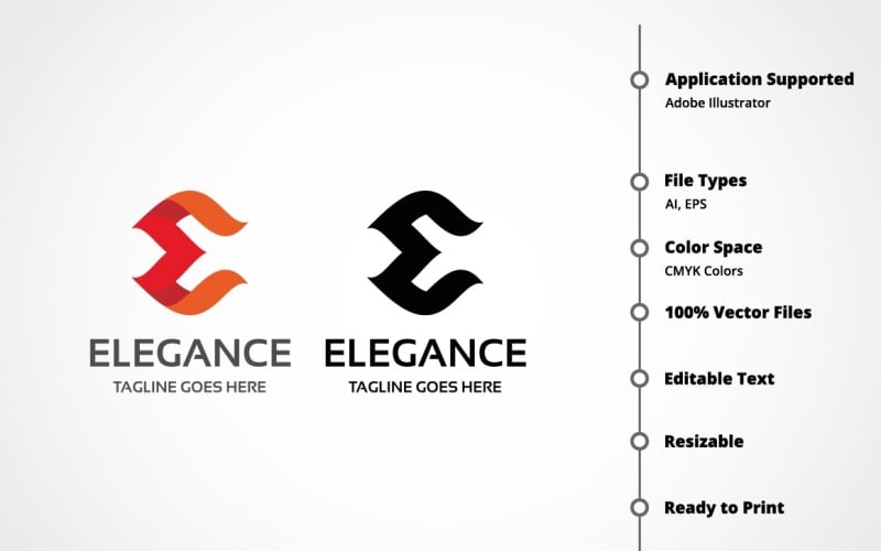 Písmeno E - Elegance Logo šablona
