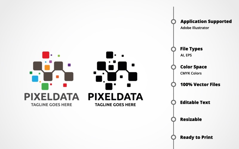 Download Шаблон логотипа "Pixel Data Logo Template" / Pixel Data Logo Template - Шаблон логотипа на тему графика analytic,branding,business,chart,clean,connections,crisp,data,fast,finance,graph,hive,large data,lock,logo,management,modern,money,processing,safe