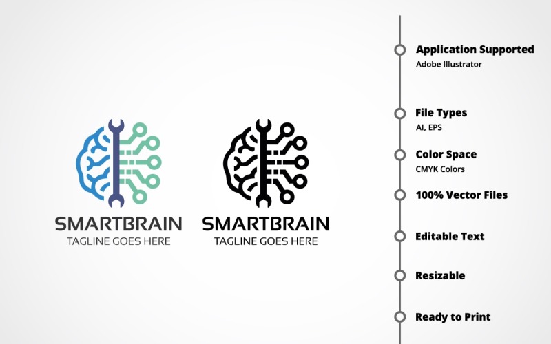 Download Шаблон логотипа "Smart Brain Logo Template" / Smart Brain Logo Template - Шаблон логотипа на тему графика brain,brain logo,computer,connect,creative,digi,digital,frame,human,innovation,intelligent,logo,mind,online,plexus,psd,psychology,science,smart,smart objects