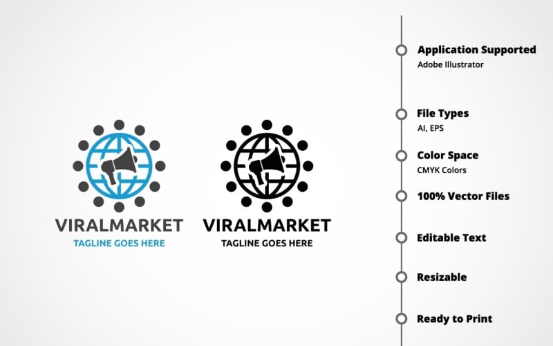 Download Шаблон логотипа "Viral Market Logo Template" / Viral Market Logo Template - Шаблон логотипа на тему графика advertising,application,branding,business,creative,designer,digital,eps file,experimental,fusion,global,ideas,logo,marketing,modern,online,reaction,service,social media,speech