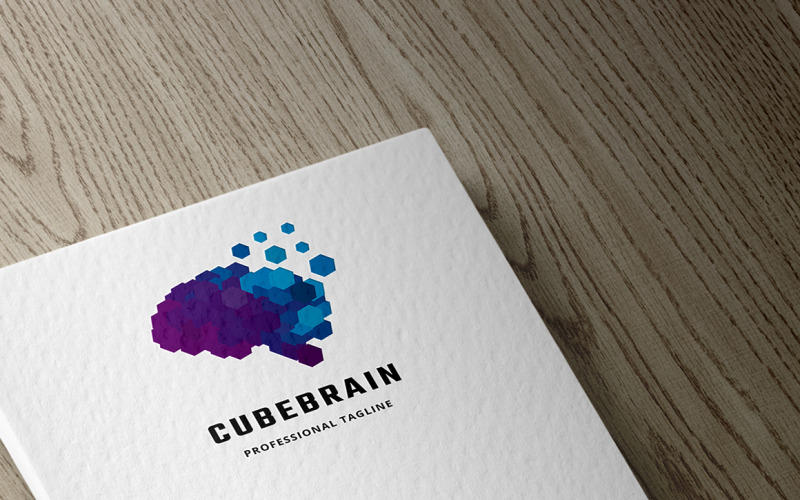 Modello di logo del cervello di cubi