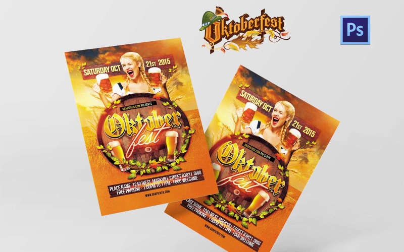 Download PSD шаблон "Oktoberfest Fest Party PSD Template" / Oktoberfest Fest Party PSD Template - PSD шаблон на тему графика october,oktober,fest,flyer,psd,print