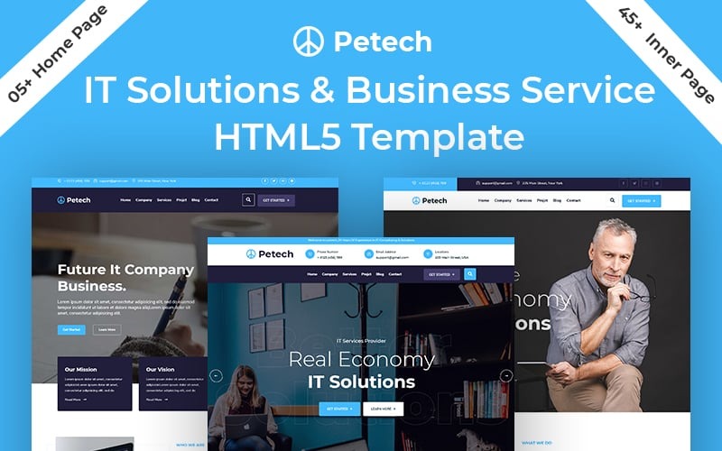 Petech BT Çözümü ve İş Hizmeti Bootstrap HTML5 Web Sitesi Şablonu