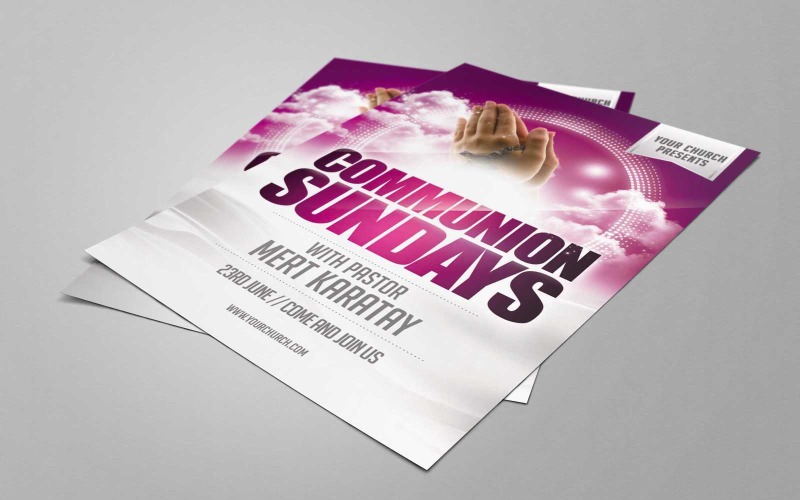 Download PSD шаблон "Pink Communion Sundays PSD Template" / Pink Communion Sundays PSD Template - PSD шаблон на тему графика church,gospel,flyer,photoshop,print,event