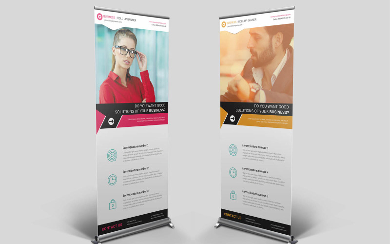 Download PSD шаблон "Solutions for Business PSD Template" / Solutions for Business PSD Template - PSD шаблон на тему графика roll up banner,banner,stand banner,tradeshow,display banner,photoshop,psd template
