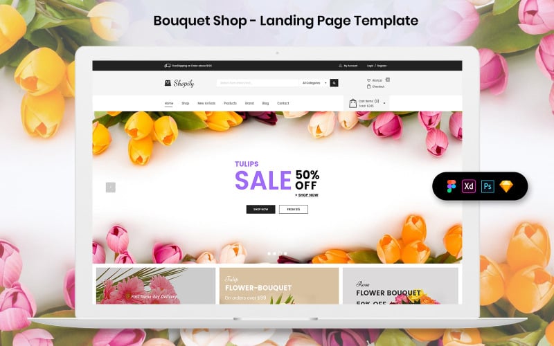 Download UI элементы "Bouquet Shop Landing Page Template UI Elements" / Bouquet Shop Landing Page Template UI Elements - UI элементы на тему графика landing page,landing,website,web design,agency,studio,digital,uidesign,heroheader,saas,analytics,dashboard,promotion,agent,sales,offer,event,conference