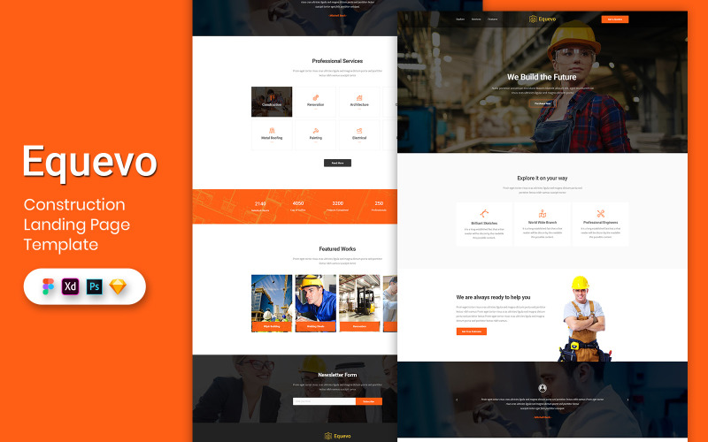 Construction Landing Page Template UI Elements
