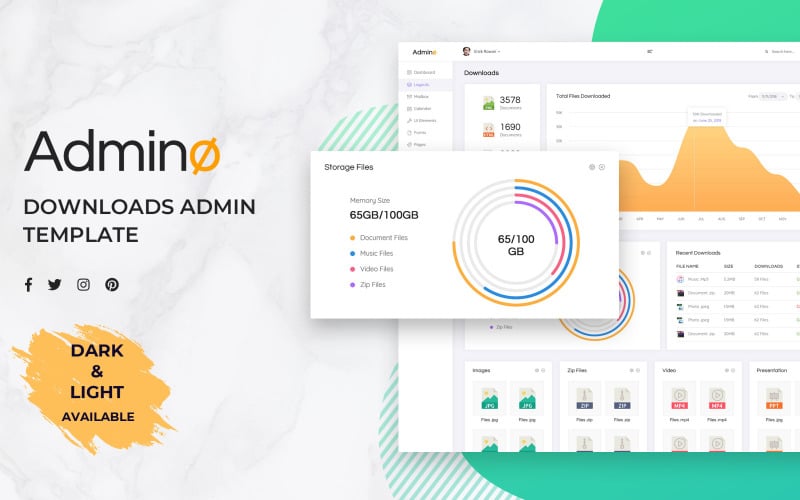 Downloads Admin Dashboard UI Elements