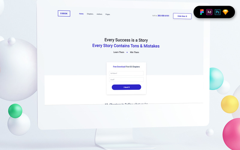 Download UI элементы "Ebook Promotion Landing Page Template UI Elements" / Ebook Promotion Landing Page Template UI Elements - UI элементы на тему графика landing page,landing,website,web design,agency,studio,digital,uidesign,heroheader,saas,analytics,dashboard,promotion,agent,sales,offer