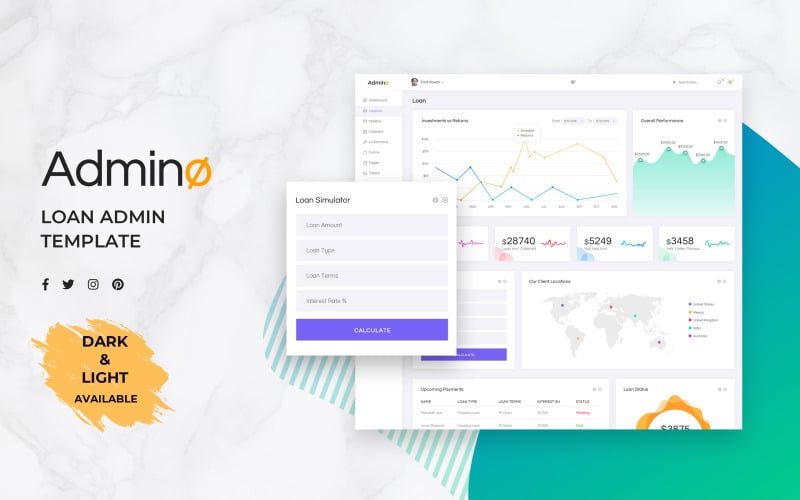 Elemente der Benutzeroberfläche des Loan Admin Dashboards