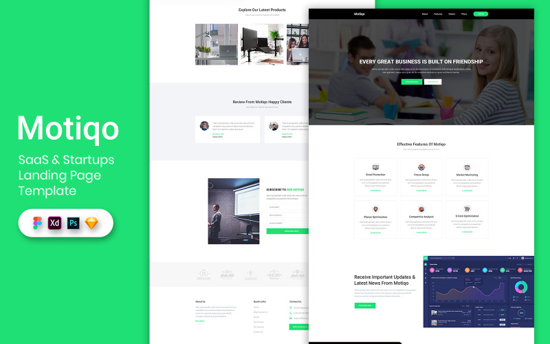 Elemente der Benutzeroberfläche von Saas & Startup Landing Page Template