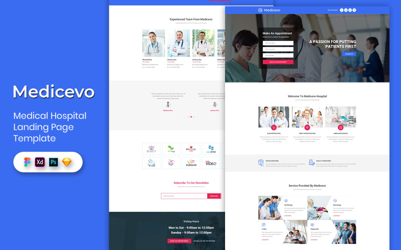 Elementi dell'interfaccia utente del modello di pagina di destinazione medica