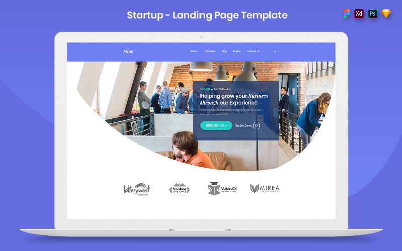 Elementos da interface do usuário do modelo da página inicial de inicialização