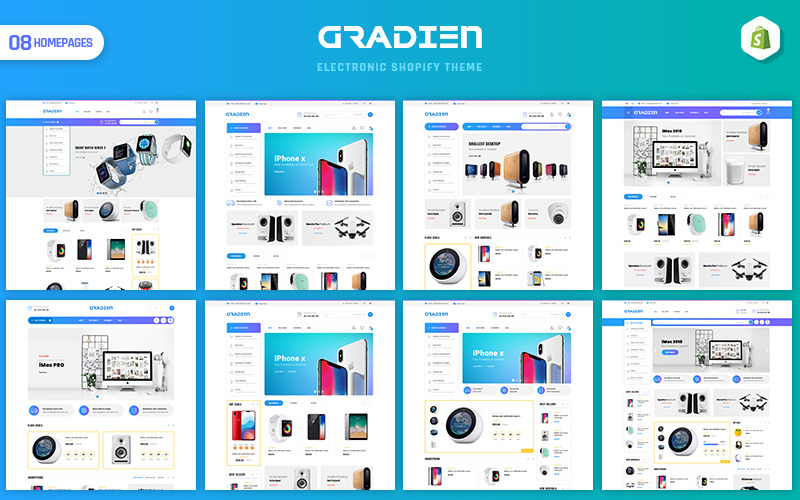 Gradien - Elektronika és raktár Shopify téma