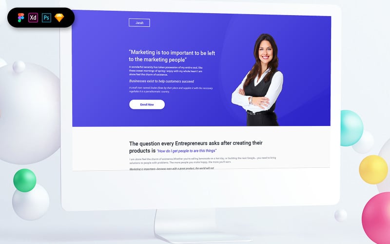 Growth Course Landing Page Template UI Elements