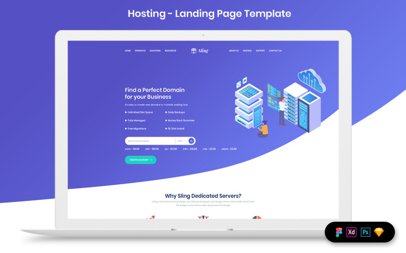 Hébergement des éléments de l'interface utilisateur du modèle de page de destination
