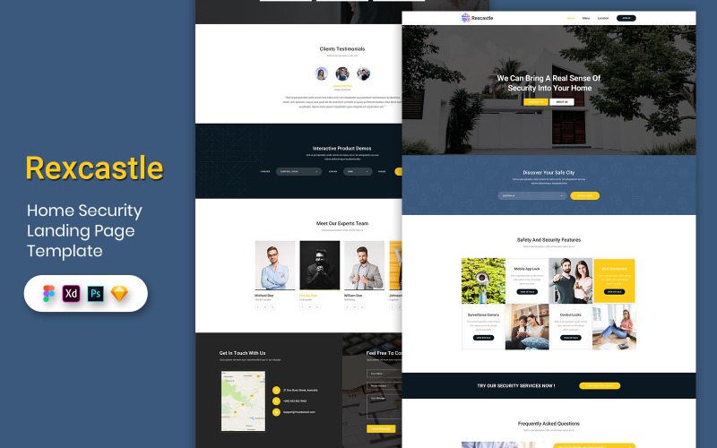 Home Security Landing Page Template UI-elementen