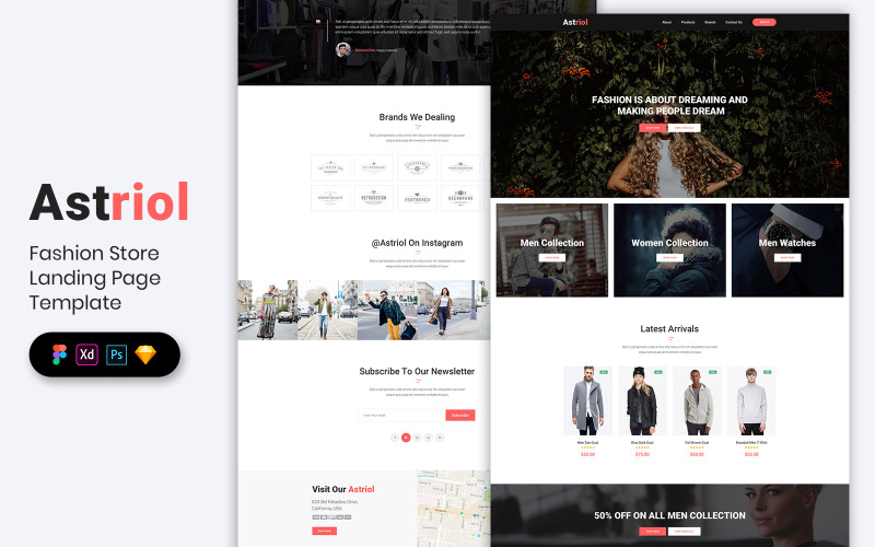 Landing Page Template UI-Elemente des Modegeschäfts