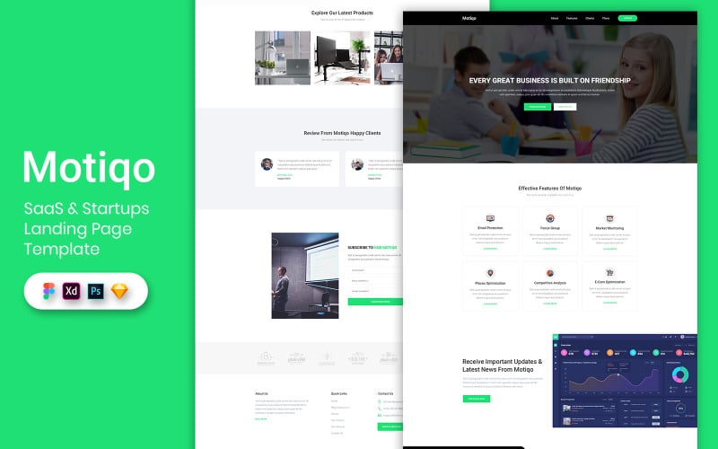 Saas & Startup Landing Page Template UI Elements