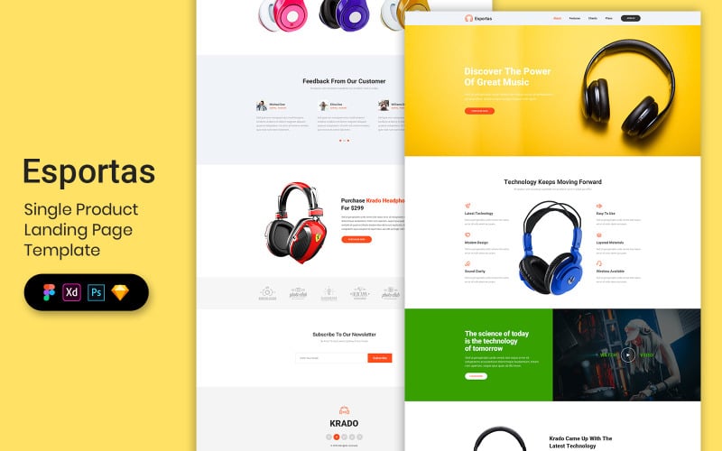 Single Product Landing Page Template UI Elements