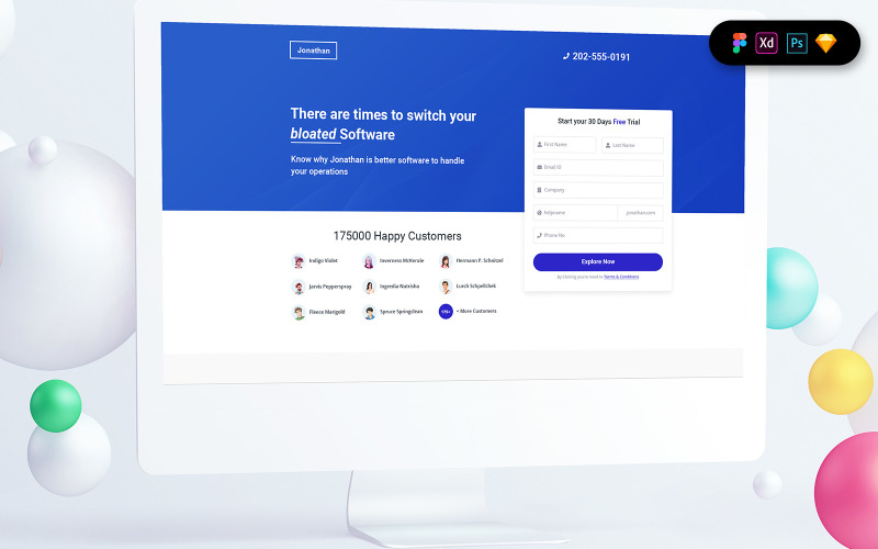 Software vergelijking bestemmingspagina sjabloon UI-elementen