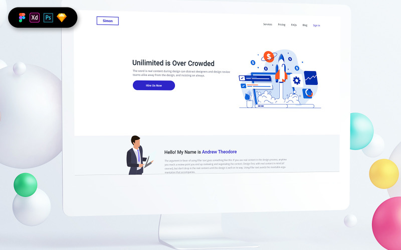 Startups Landing Page Template UI-Elemente