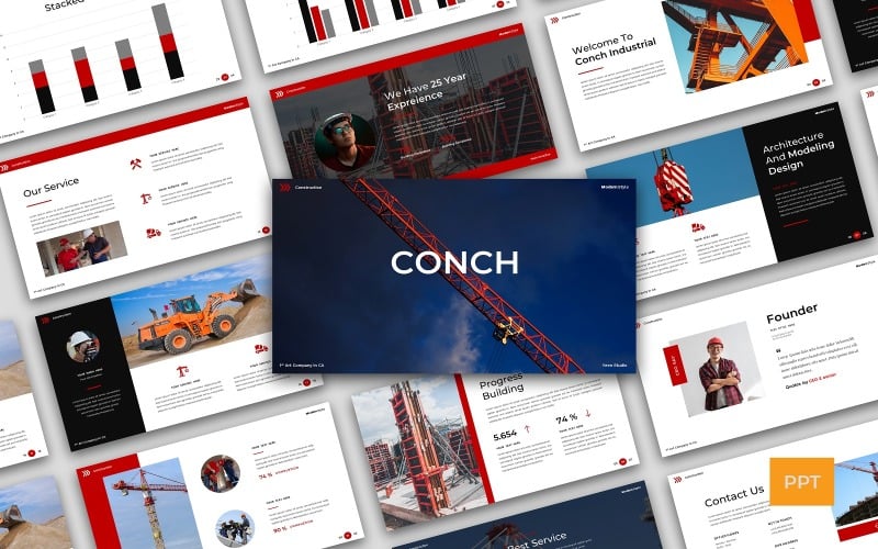 Conch - PowerPoint-Vorlage für Bau- und Gebäudepräsentation