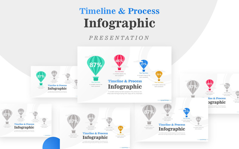 Cztery Air Balloon Infografika Prezentacja Szablon PowerPoint