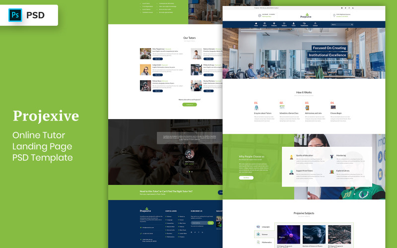 Éléments de l'interface utilisateur du modèle de page de destination des tuteurs en ligne