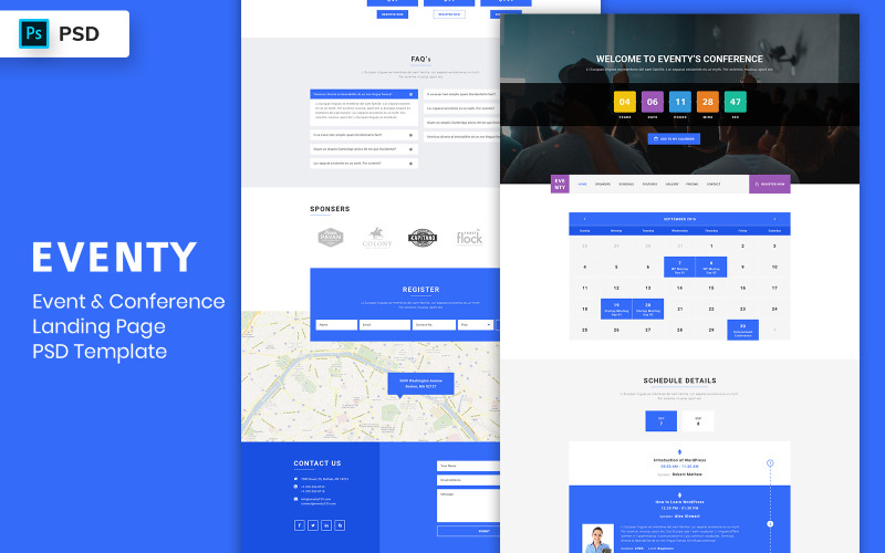 Download UI элементы "Event &amp; Conference Landing Page Template UI Elements" / Event &amp; Conference Landing Page Template UI Elements - UI элементы на тему графика landing page,landing,website,web design,agency,studio,digital,uidesign,business,saas,analytics,dashboard,promotion,agent,sales,offer,event,conference,mobile app,restaurant