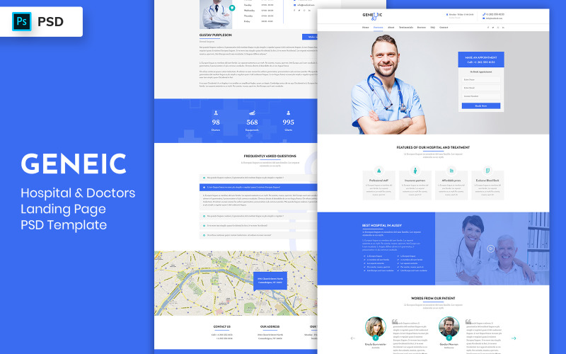 Download UI элементы "Hospital &amp; Doctors Landing Page Template UI Elements" / Hospital &amp; Doctors Landing Page Template UI Elements - UI элементы на тему графика landing page,landing,website,web design,agency,studio,digital,uidesign,business,saas,analytics,dashboard,promotion,agent,sales,offer,event,conference,mobile app,restaurant