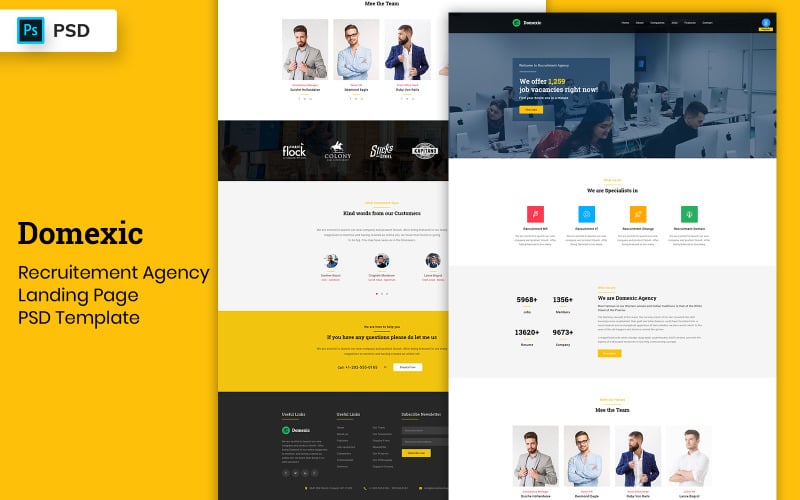 Landing Page Template UI-Elemente der Personalagentur
