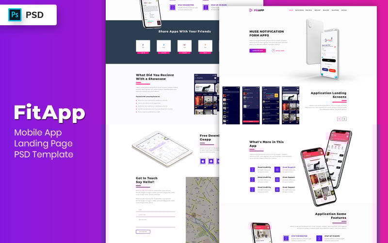 Download UI элементы "Mobile App Landing Page Template UI Elements" / Mobile App Landing Page Template UI Elements - UI элементы на тему графика landing page,landing,website,web design,agency,studio,digital,uidesign,business,saas,analytics,dashboard,promotion,agent,sales,offer,event,conference,mobile app,restaurant