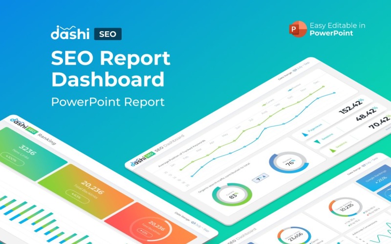 Modèle PowerPoint de présentation du rapport de tableau de bord SEO Dashi