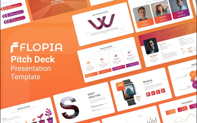Modelo de PowerPoint para apresentação do Flopia Pitch Deck