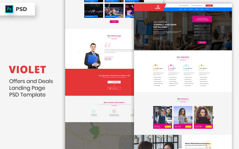 Motivationsredner Landing Page Template UI-Elemente