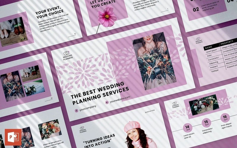 PowerPoint-Vorlage für Hochzeitsplaner-Präsentation