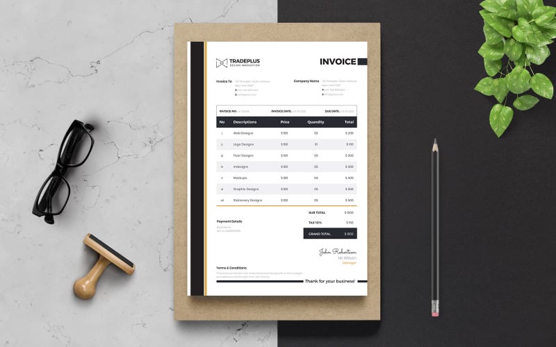 Download Фирменный стиль "Professional Invoice - Corporate Identity Template" / Professional Invoice - Corporate Identity Template - Фирменный стиль на тему графика document,form,finance,template,account,business,table,bill,design,invoice,layout,accounting,payment,minimal,bookkeeping,company,client,vector,rate,background