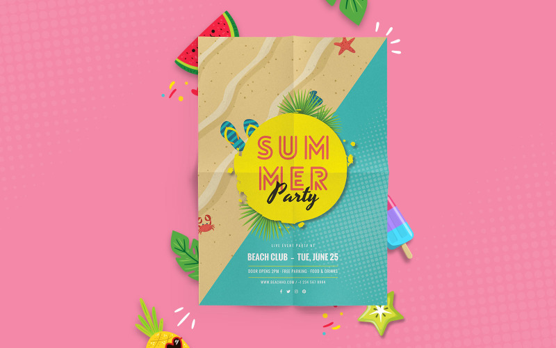Download Фирменный стиль "Summer Flyer - Corporate Identity Template" / Summer Flyer - Corporate Identity Template - Фирменный стиль на тему графика summer,flyer,template,flyers,templates,music,dj,party,celebration,celebrations,promotion,promotions,print