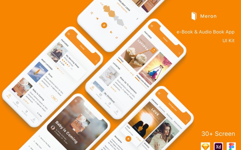 Zestaw interfejsu użytkownika aplikacji e-book i audiobook