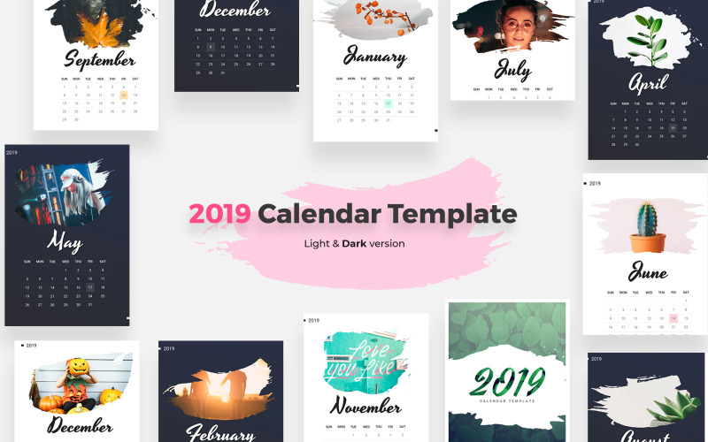 Download Фирменный стиль "Calendar Light &amp; Dark Version - Corporate Identity Template" / Calendar Light &amp; Dark Version - Corporate Identity Template - Фирменный стиль на тему графика calendar,light,dark,version,template,templates,creative,modern,minimal,days,month,newyear,year,new