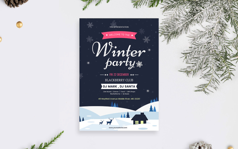 Flyer de fête d'hiver - modèle d'identité d'entreprise