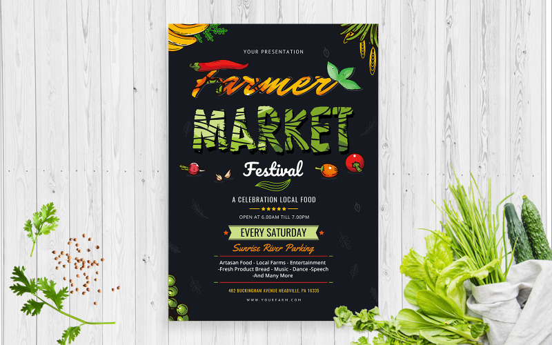 Download Фирменный стиль "Organic Market Farmers Flyer - Corporate Identity Template" / Organic Market Farmers Flyer - Corporate Identity Template - Фирменный стиль на тему графика farmers,market,flyer,promotion,activities,organic,flyers,print,templates,creative,a4,promotions,stationary,template