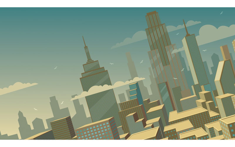 Paesaggio urbano del fumetto inclinato - illustrazione